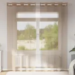 Perdele Voile cu Oeje 2 buc Maro Deschis GartenMobel Dekor