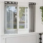 Perdele Voile cu Oeje 2 buc Negru 140x140 cm GartenMobel Dekor