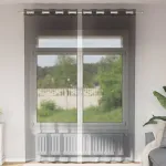 Perdele Voile cu Oeli 2 buc Negru 140x260 cm GartenMobel Dekor