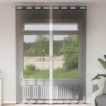 Perdele Voile cu Oeli 2 buc Negru 140x300 cm GartenMobel Dekor