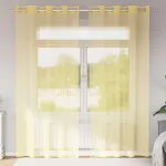 Perdele Voile cu Oelii 2 buc Galben GartenMobel Dekor