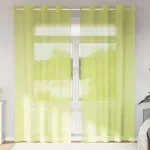 Perdele Voile cu Oelii 2 buc Verde măr 140x225 cm GartenMobel Dekor