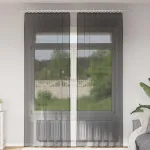 Perdele Voile cu buzunare pentru bare 2 buc Negru GartenMobel Dekor
