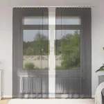Perdele Voile cu buzunare pentru bare 2 buc Negru GartenMobel Dekor