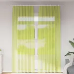 Perdele Voile cu buzunare pentru bare 2 buc verde măr GartenMobel Dekor