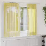 Perdele Voile cu buzunare pentru bare 2 buc Galben GartenMobel Dekor