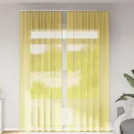 Perdele Voile cu buzunare pentru bare 2 buc Galben GartenMobel Dekor