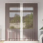 Perdele Voile cu buzunare pentru bare 2 buc Maro GartenMobel Dekor