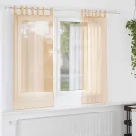 Perdele Voile cu buzunare pentru bare 2 buc Nisip GartenMobel Dekor
