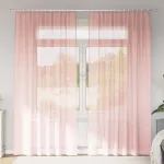 Perdele Voile cu buzunare pentru bare 2 buc Roz GartenMobel Dekor
