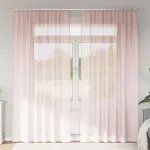 Perdele Voile cu buzunare pentru bare 2 buc Roz deschis GartenMobel Dekor