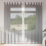 Perdele voal cu bucle 2 buc Gri închis 140x245 cm GartenMobel Dekor