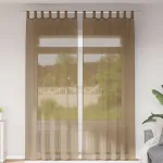 Perdele Voile cu Bucle 2 buc Maro Deschis 140x260 cm GartenMobel Dekor