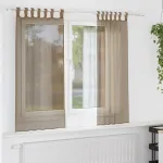 Perdele voal cu bucle 2 buc, maro deschis, 140x140 cm GartenMobel Dekor