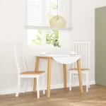 Scaune de sufragerie 2 buc Cauciuc din lemn masiv alb GartenMobel Dekor