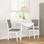 Scaune de sufragerie cu perne 2 buc cauciuc din lemn masiv alb GartenMobel Dekor