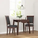Scaune sufragerie cu perne 2 buc. cauciuc din lemn masiv maro GartenMobel Dekor