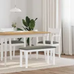 Bancă 90 cm din lemn masiv alb cauciuc GartenMobel Dekor