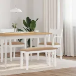 Bancă 90 cm din lemn masiv alb cauciuc GartenMobel Dekor
