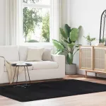 Covor shaggy cu pom înalt, NAVARRA, negru, 160x230cm, poliester GartenMobel Dekor