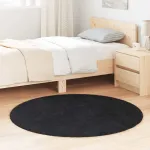 Covor shaggy cu pom înalt, NAVARRA, negru, 120x120cm, poliester GartenMobel Dekor