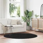 Covor shaggy cu pom înalt, NAVARRA, negru, 160x160cm, poliester GartenMobel Dekor