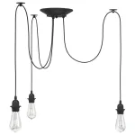 Lampă suspendată cu 3 suporturi E27 metal negru GartenMobel Dekor