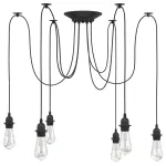 Lampă suspendată cu 6 suporturi E27 metal negru GartenMobel Dekor