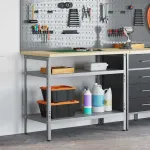 Masă de lucru Gri 100 x 55 x 85 cm Oțel vopsit electrostatic GartenMobel Dekor
