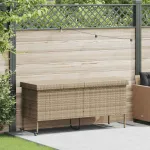 Cutie de depozitare grădină cu roți Bej 160x55x75 cm Poly Ratan GartenMobel Dekor