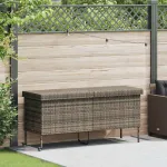 Ladă depozitare de grădină cu roți, gri 160x55x75 cm poliratan GartenMobel Dekor