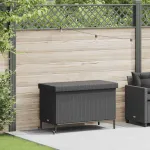 Ladă depozitare de grădină cu roți negru,110x55x73 cm poliratan GartenMobel Dekor