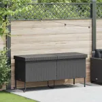Ladă depozitare de grădină cu roți negru 160x55x75 cm poliratan GartenMobel Dekor