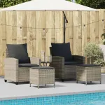 Set canapea de grădină cu perne, 4 piese, gri deschis poliratan GartenMobel Dekor