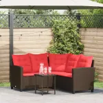 Set de canapele de exterior 2 pcs Maro și roșu poliratan GartenMobel Dekor