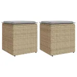 Scaune de grădină cu perne 2 buc Bej 40x40x43 cm Poly Ratan GartenMobel Dekor