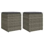 Scaune de grădină cu perne 2 buc Gri 40x40x43 cm Poly Ratan GartenMobel Dekor