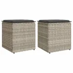 Scaune de grădină cu perne 2 buc Gri deschis Poly Ratan GartenMobel Dekor