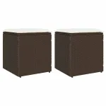 Scaune de grădină cu perne 2 buc Maro 40x40x43 cm Poly Ratan GartenMobel Dekor