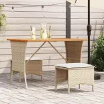 Masă de grădină cu blat din lemn de salcâm Bej Poly Rattan GartenMobel Dekor