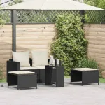 Set canapea de grădină 5 piese cu perne stivuibile din negru GartenMobel Dekor