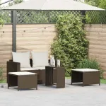 Set canapea grădină 5 piese cu perne stivuibile polirattan maro GartenMobel Dekor