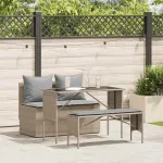 Set mobilier de grădină cu perne, 3 piese, bej, poliratan GartenMobel Dekor
