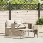 Set mobilier de grădină cu perne, 3 piese, bej, poliratan GartenMobel Dekor