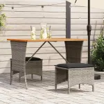 Set mobilier de grădină cu perne, 3 piese, gri, poliratan GartenMobel Dekor