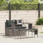Set mobilier de grădină cu perne, 3 piese, gri, poliratan GartenMobel Dekor