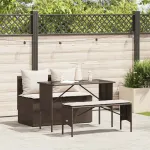 Set mobilier de grădină cu perne, 3 piese, maro, poliratan GartenMobel Dekor