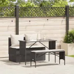 Set mobilier de grădină cu perne, 3 piese, negru, poliratan GartenMobel Dekor