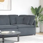 Modul de colț pentru canapea modulară cu perne gri închis 100cm GartenMobel Dekor