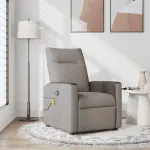 Fotoliu de masaj rabatabil, gri taupe, material textil GartenMobel Dekor